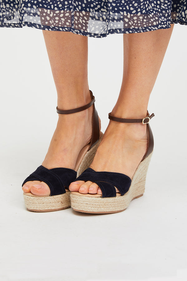 Nadia Platform Wedge | Navy - Aspiga