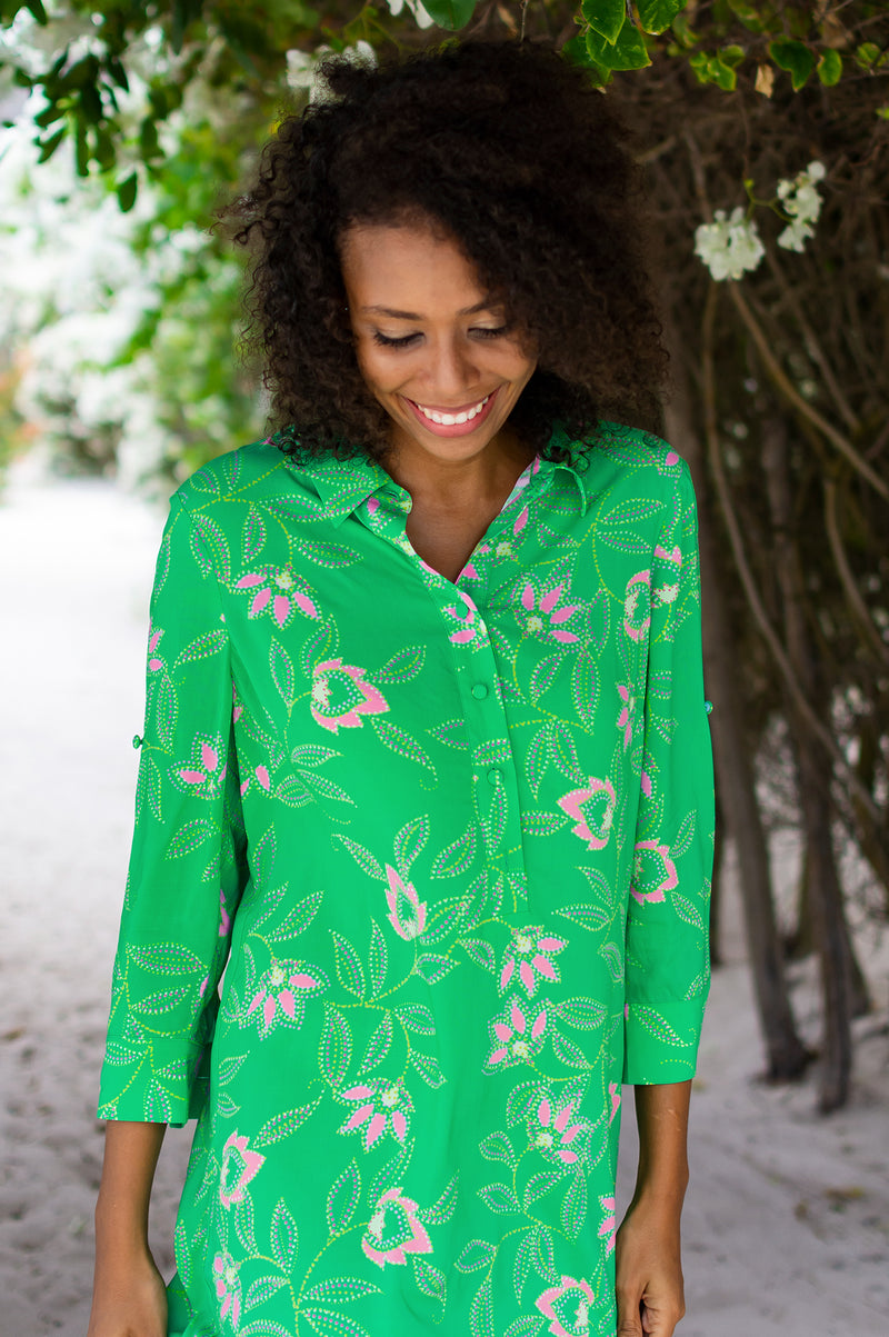 Sandy-EcoVero-Shirt-Tunic-Waterlily-Green