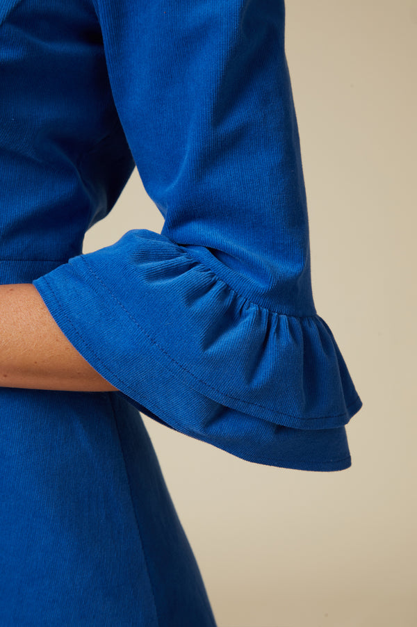 Victoria 3/4 Sleeve-Corduroy-Dress-Bluette