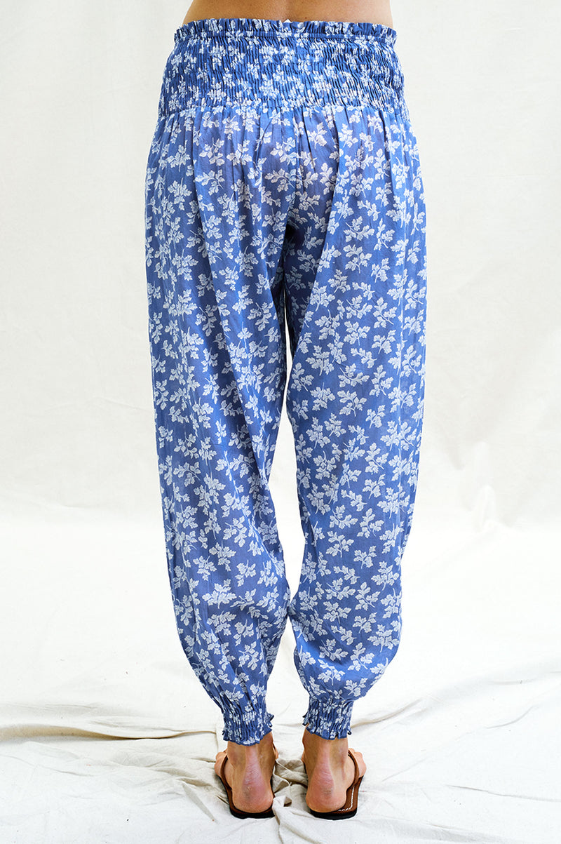 Harem Trousers | Oak Leaf Marina Blue/White