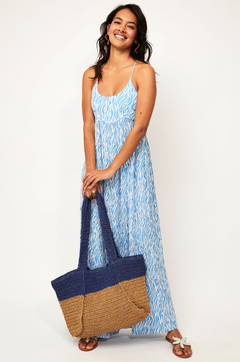 Raffia Bag | Natural/ Navy