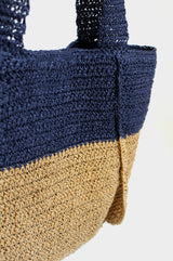 Raffia Bag | Natural/ Navy
