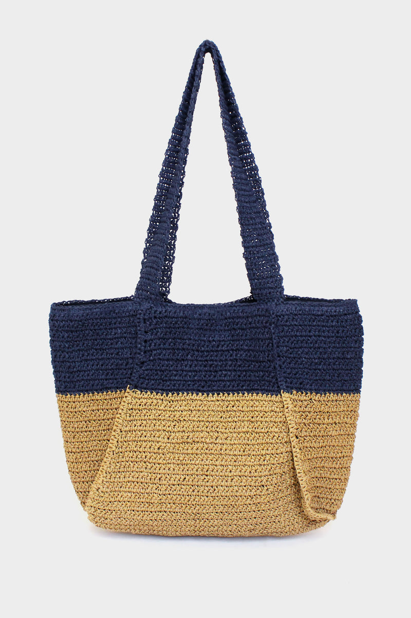 Raffia Bag | Natural/ Navy