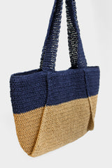 Raffia Bag | Natural/ Navy