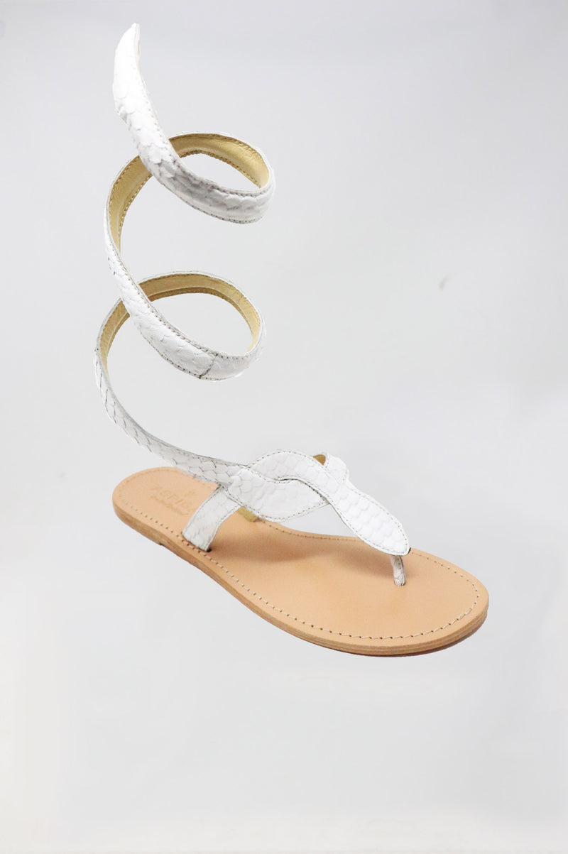 Cobra Wrap Sandals | White - Aspiga