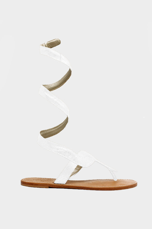 Cobra Wrap Sandals | White - Aspiga