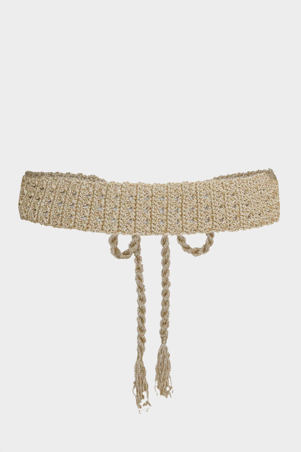 Ruched Soft Cotton Woven Belt | Gold