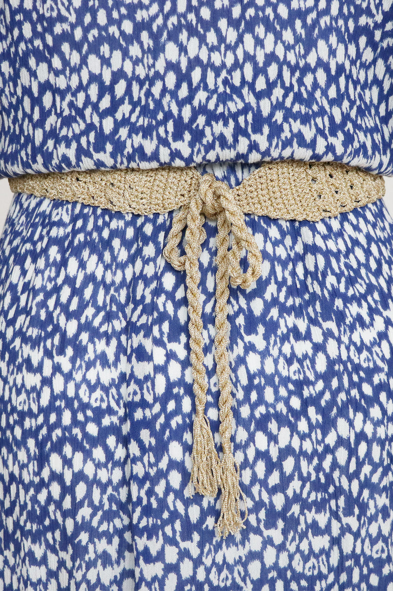 Ruched Soft Cotton Woven Belt | Gold - Aspiga
