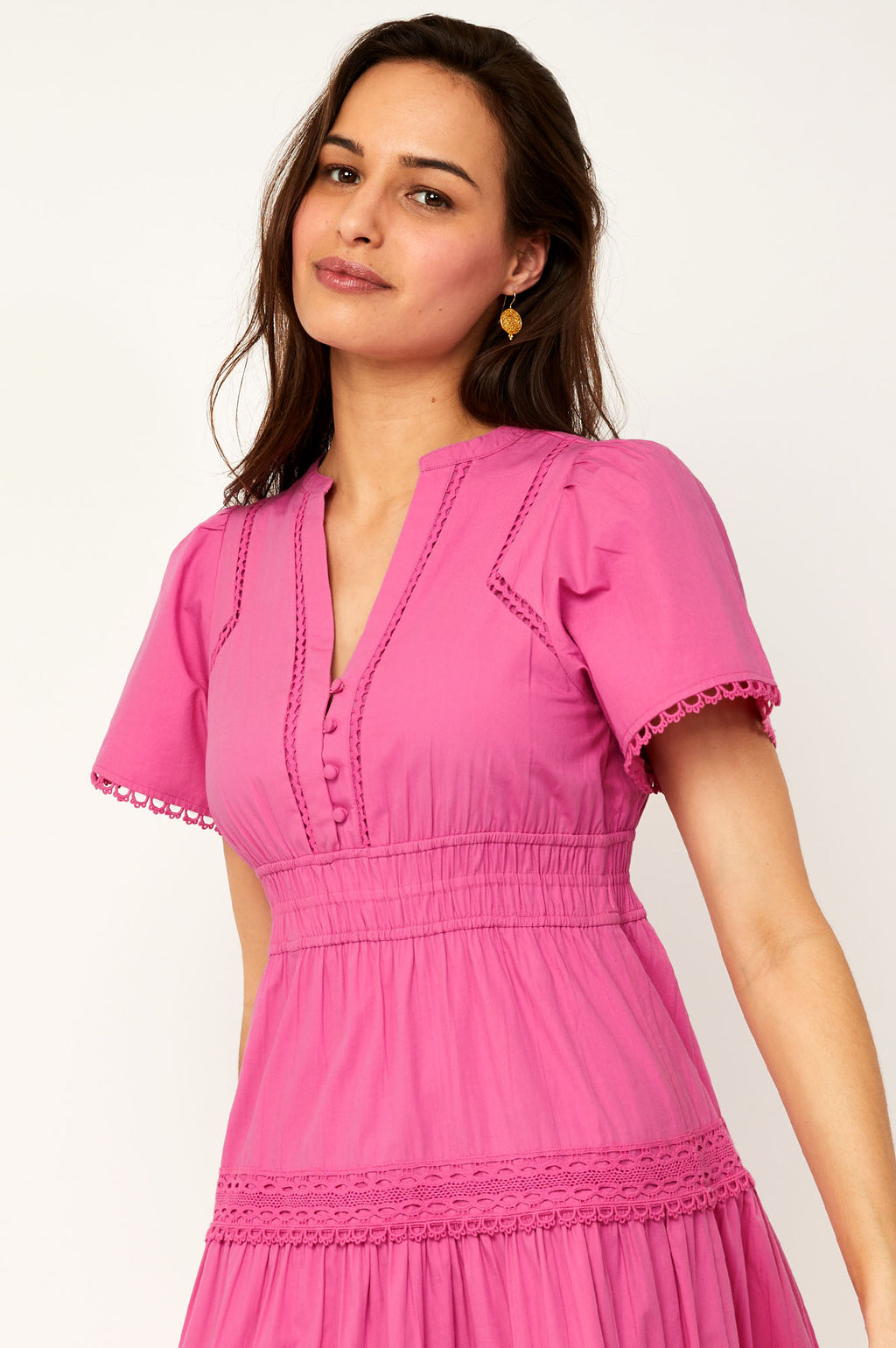 Aspiga Ladies Sustainable Sienna Dress Bright Pink Organic Cotton