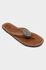 Disc Leather Sandals | Silver