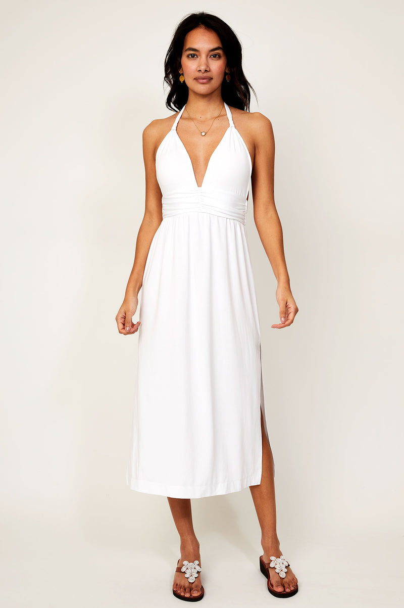 White halter neck summer dress discount