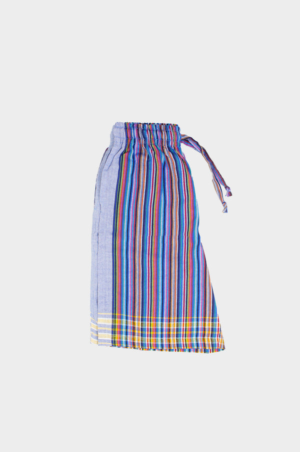 Unisex Striped Kikoy Long Shorts | Blue