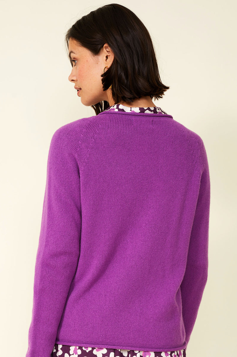 Superfine Lambswool Sweater With Rolled Seams | Purple