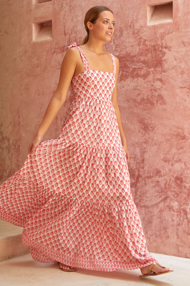 Tabitha Organic Cotton Maxi Dress | Pineapple Coral