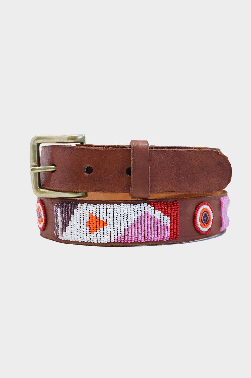 Toto Leather Belt | Pink/ Red