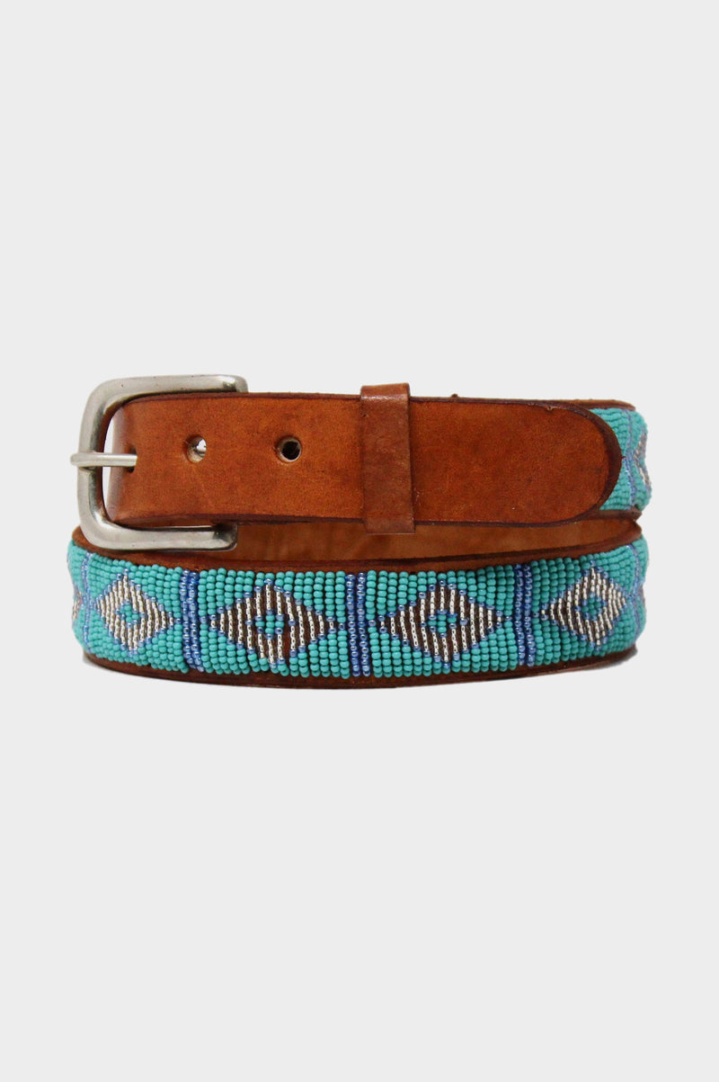 Triangle Leather Belt | Sea Green