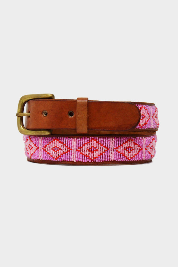 Triangle Leather Belt | Pink/Red