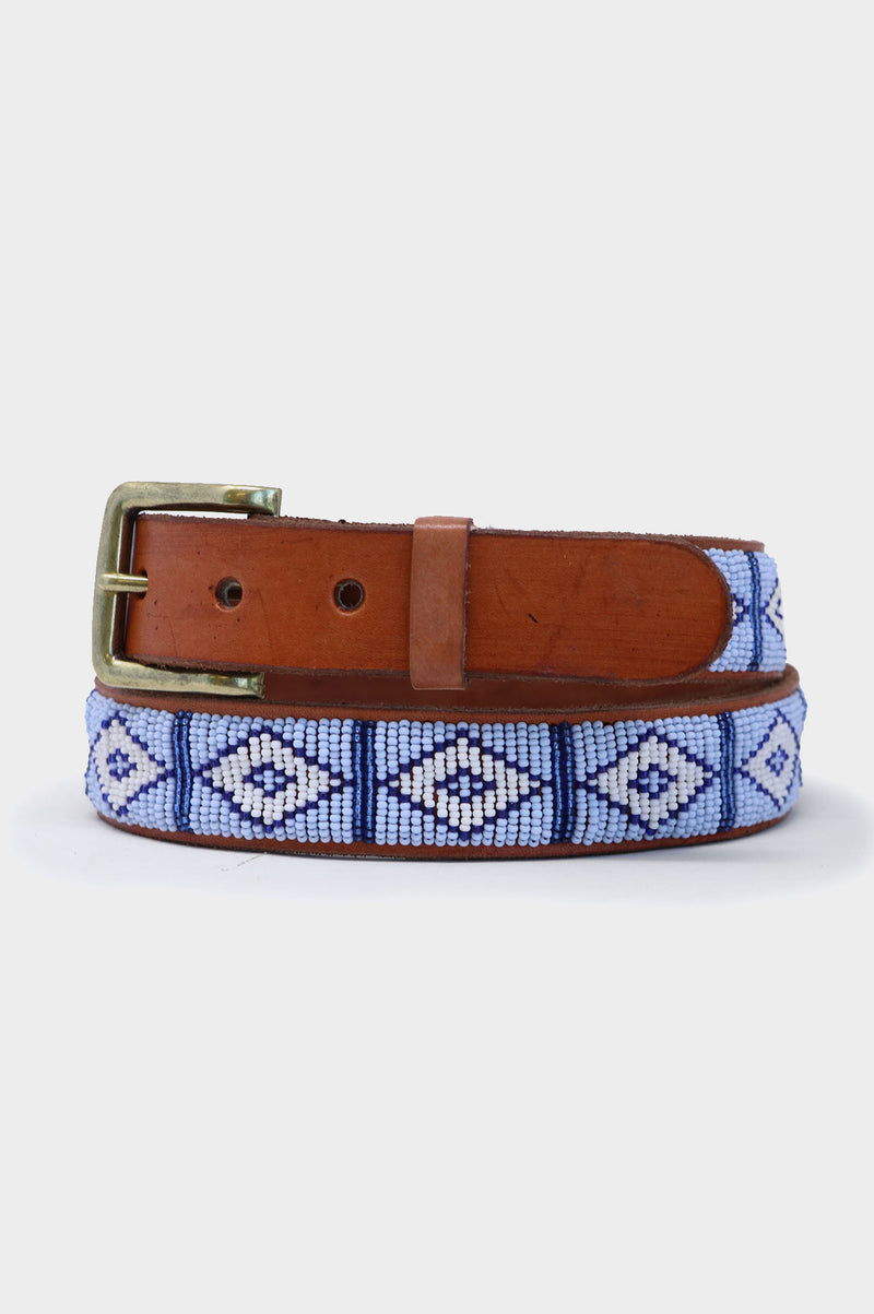 Triangle Leather Belt | Sky Blue