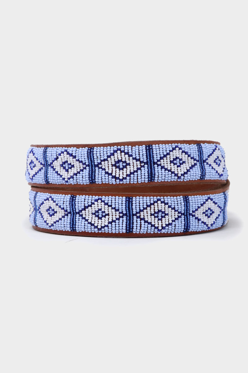 Triangle Leather Belt | Sky Blue
