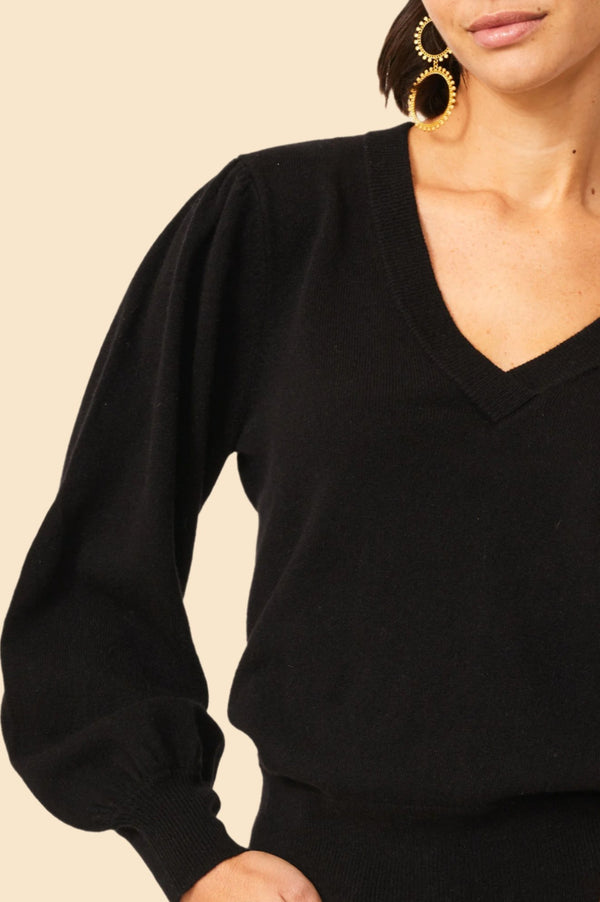 Merino Cashmere Blend V-Neck Jumper | BlackMerino Cashmere Blend V-Neck Jumper | Black