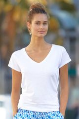 V-Neck Cotton T-shirt | White