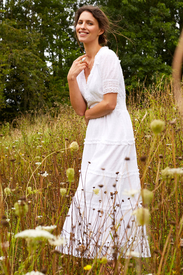 Viola Organic Cotton Dress | White