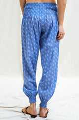 Harem Trousers | Willow Leaf Marina Blue/White