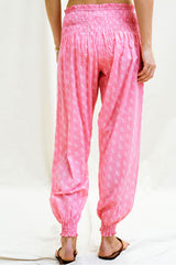Harem Trousers | Willow Leaf Pink/ White - Aspiga