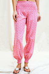 Harem Trousers | Willow Leaf Pink/ White - Aspiga