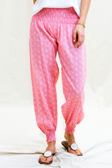 Harem Trousers | Willow Leaf Pink/ White - Aspiga